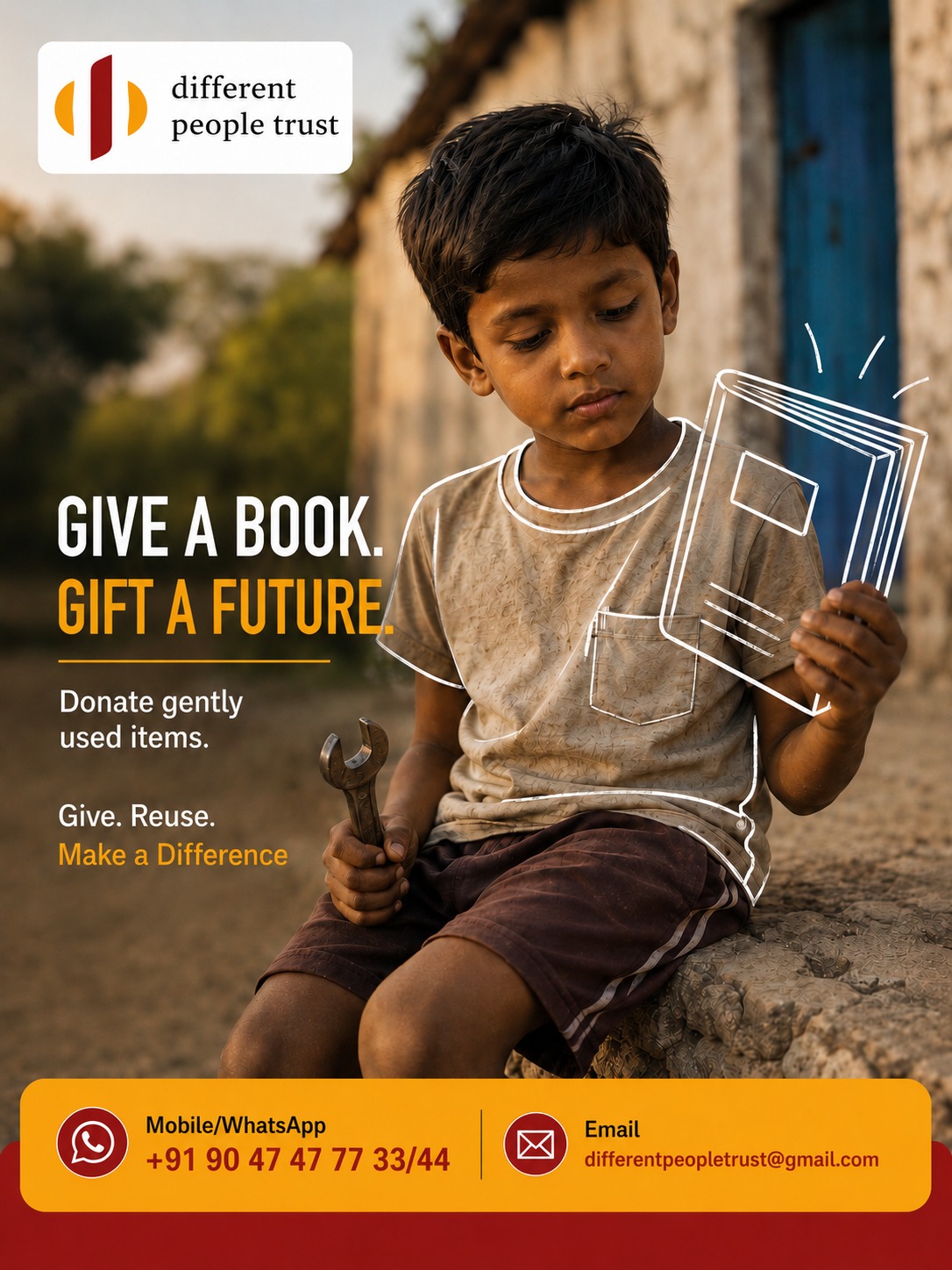 Campaign poster: give a book, gift a future